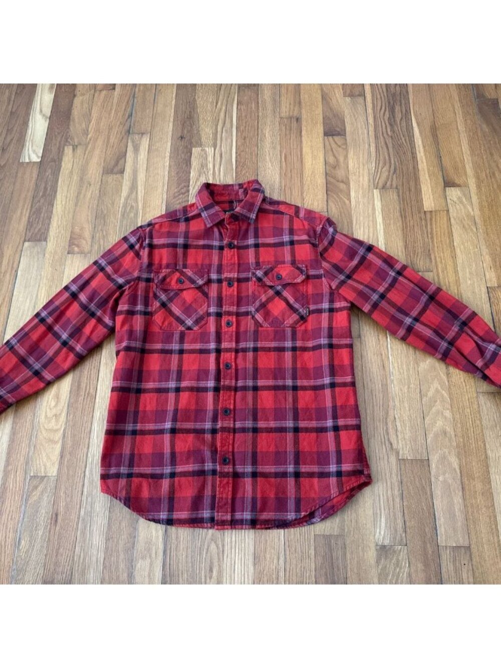 Burton Durable Goods Red Black Plaid Flannel Shirt Size M